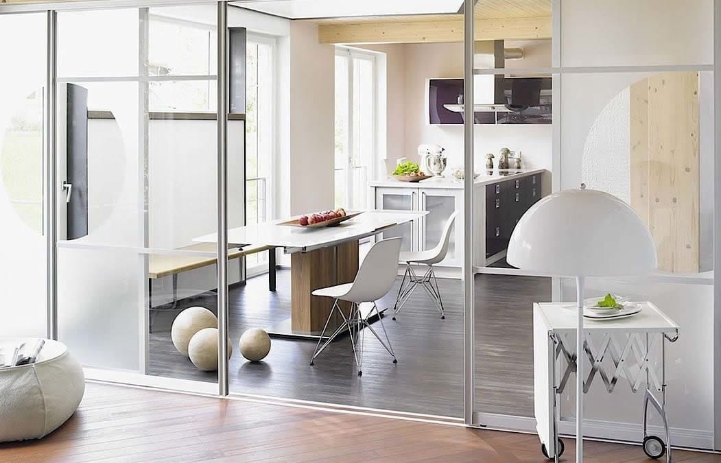Clear Glass Sliding Divider with Handrail